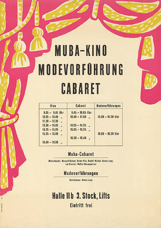 Muba-Kino, Modevorführungen, Cabaret