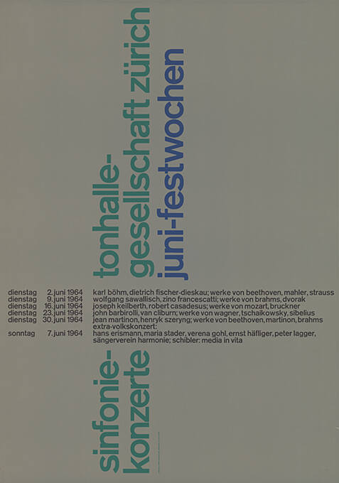 Sinfonie-Konzerte, Tonhalle-Gesellschaft Zürich, Juni-Festwochen