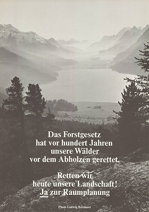 Das Forstgesetz hat vor hundert Jahren unsere Wälder vor dem Abholzen gerettet. Retten wir heute unsere Landschaft! Ja zur Raumplanung