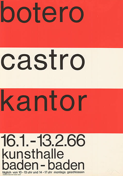 Botero, Castro, Kantor, Kunsthalle Baden-Baden