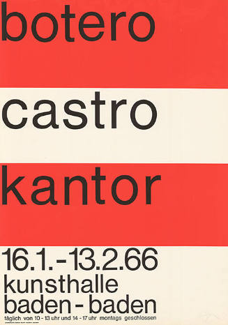 Botero, Castro, Kantor, Kunsthalle Baden-Baden