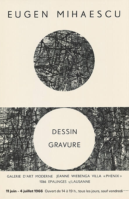 Eugen Mihaescu, Dessin, Gravure, Galerie d’art moderne, Jeanne Wiebenga, Epalinges