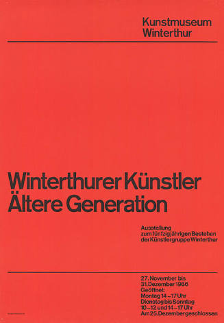 Winterthurer Künstler, Ältere Generation, Kunstmuseum Winterthur