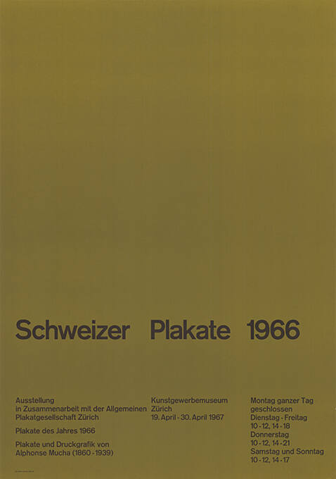 Schweizer Plakate 1966, Kunstgewerbemuseum Zürich