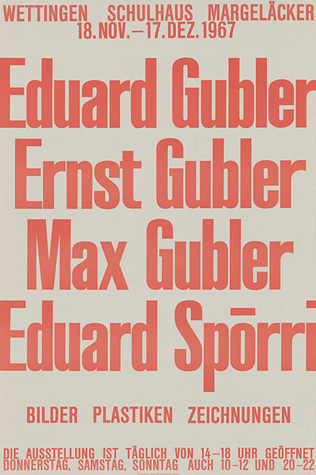 Eduard Gubler, Ernst Gubler, Max Gubler, Eduard Spörri, Schulhaus Margeläcker, Wettingen