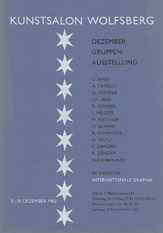 Dezember Gruppen Ausstellung, Kunstsalon Wolfsberg, Zürich 2