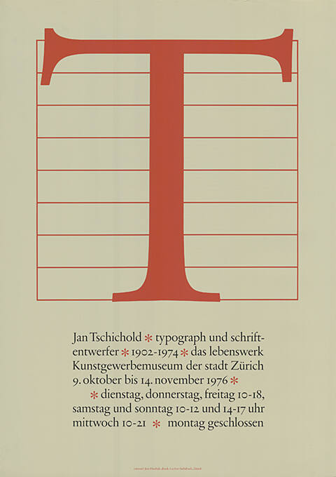 Jan Tschichold, Typograph und Schriftentwerfer, Kunstgewerbemuseum der Stadt Zürich