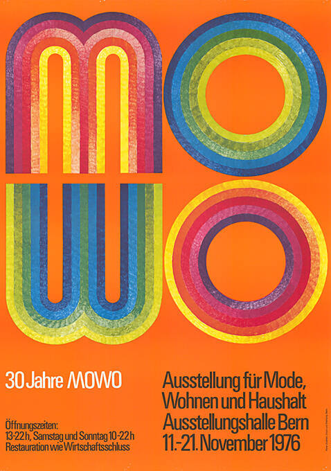 MOWO, 30 Jahre MOWO, Ausstellung für Mode, Wohnen und Haushalt, Ausstellungshalle Bern