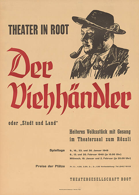 Der Viehhändler, oder „Stadt und Land“, Theater in Root