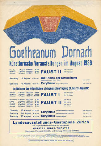 Goetheanum Dornach, Künstlerische Veranstaltungen im August 1939