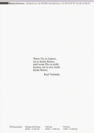 Wenn Du es kannst […], Karl Valentin, Galerie Littmann