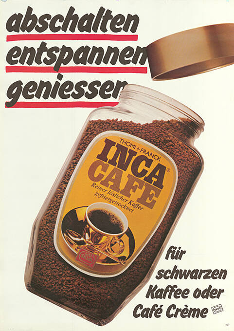 Abschalten, entspannen, geniessen, Incacafe für schwarzen Kaffee oder Café Crème