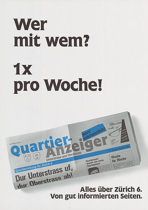 Wer mit wem? 1 × pro Woche! Quartier-Anzeiger