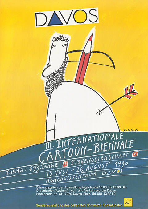 III. Internationale Cartoon-Biennale Davos, Thema: 699 Jahre Eidgenossenschaft, Kongresszentrum Davos