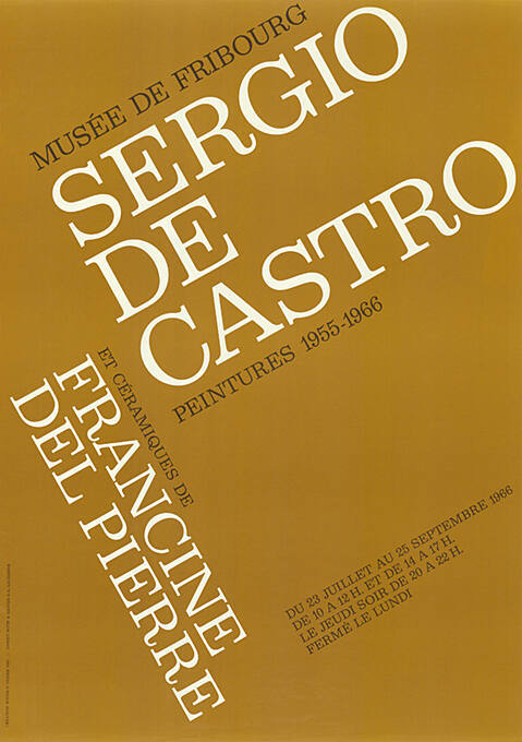 Sergio de Castro, Francine del Pierre, Musée de Fribourg