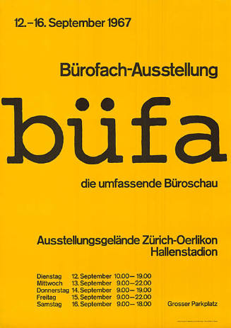 Büfa, Bürofach-Ausstellung, Ausstellungsgelände Zürich-Oerlikon, Hallenstadion