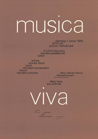 Musica viva, 11. Sinfoniekonzert, Tonhalle-Gesellschaft Zürich, Grosser Tonhallesaal