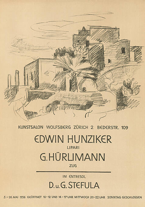 Edwin Hunziker, G. Hürlimann, D. u, G. Stefula, Kunstsalon Wolfsberg, Zürich