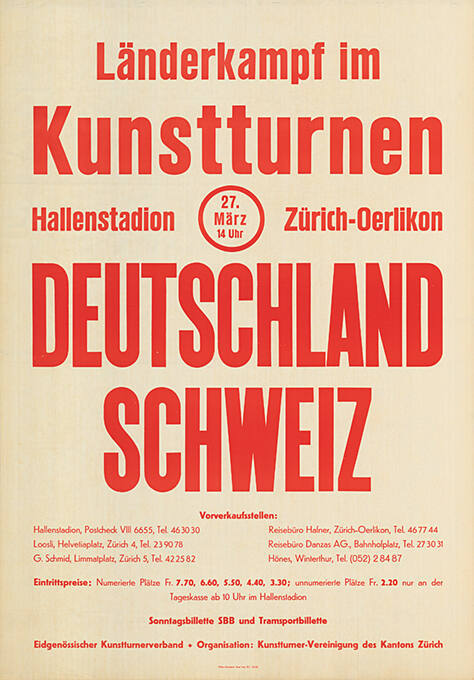 Länderkampf im Kunstturnen, Deutschland – Schweiz, Hallenstadion Zürich-Oerlikon,