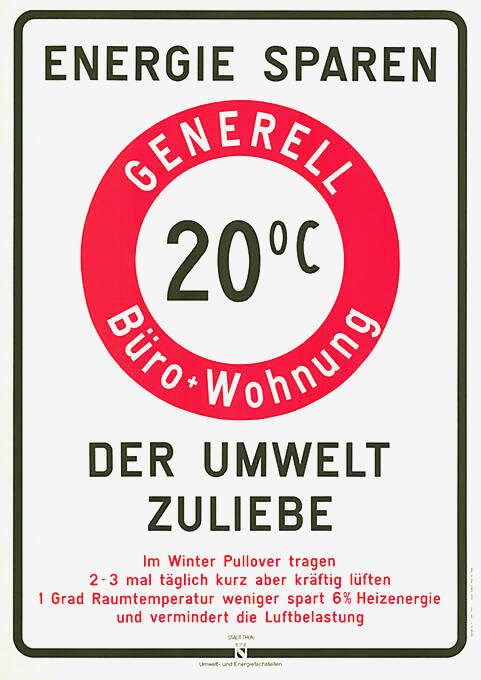 Energie Sparen, Generell 20°C Büro-Wohnung, Der Umwelt zuliebe