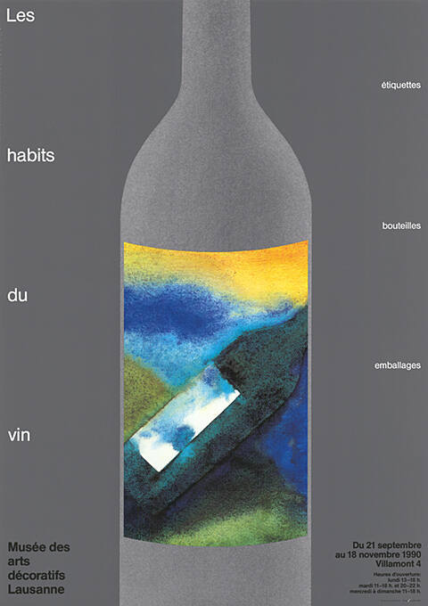 Les habits du vin, étiquettes, bouteilles, emballages, Musée des arts décoratifs Lausanne