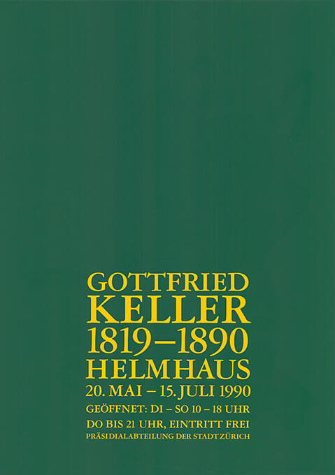 Gottfried Keller, 1819–1890, Helmhaus Zürich