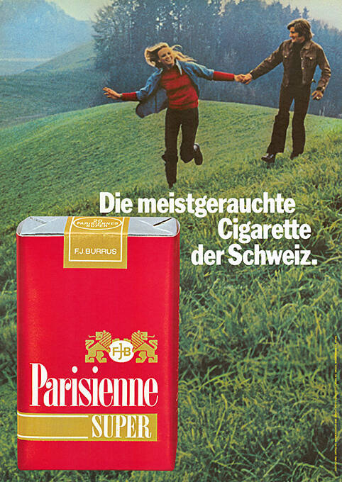 Die meistgerauchte Cigarette der Schweiz. Parisienne Super