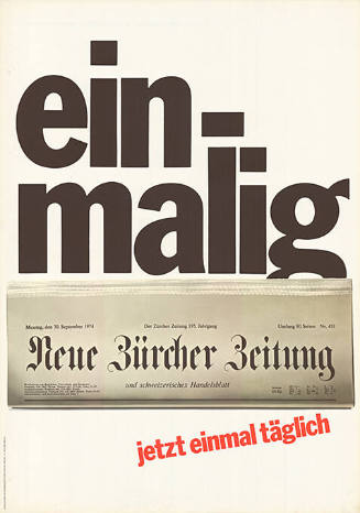 Einmalig, Neue Zürcher Zeitung, jetzt einmal täglich