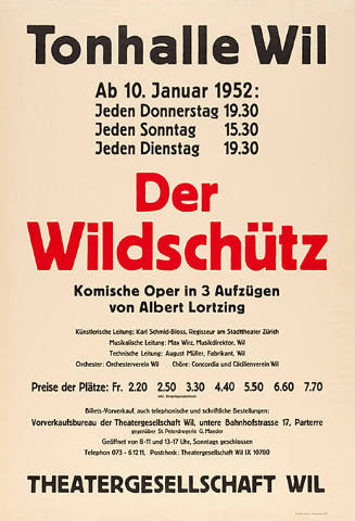 Der Wildschütz, Albert Lortzing, Tonhalle Wil