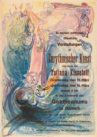 Es werden stattfinden, öffentliche Vorstellungen in Eurythmischer Kunst veranstaltet von Tatiana Kisseleff in der Schreinerei des Goetheanums zu Dornach