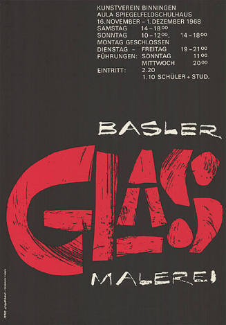 Basler Glasmalerei, Kunstverein Binningen, Aula Spiegelfeldschulhaus