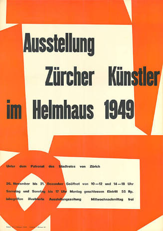 Ausstellung Zürcher Künstler im Helmhaus 1949