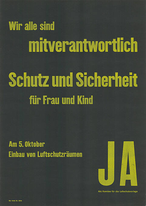 Wir alle sind mitverantworltich, Schutz und Sicherheit für Frau und Kind, Einbau von Luftschutzräumen Ja