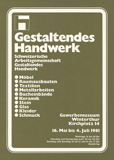 Gestaltendes Handwerk, Gewerbemuseum Winterthur