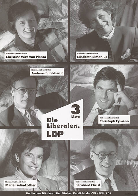 Die Liberalen LDP, Liste 3, Christine Wirz-von Planta, Elisabeth Simonius, Andreas Burckhardt, Christoph Eymann, Maria Iselin-Löffler, Bernhard Christ