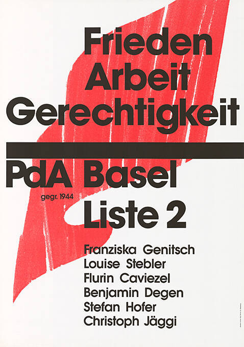 Frieden, Arbeit, Gerechtigkeit, PdA Basel, Liste 2