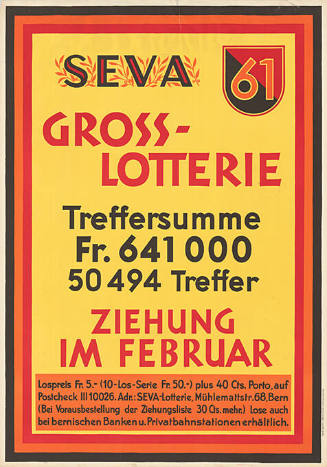 Seva 61, Gross-Lotterie, Ziehung im Februar