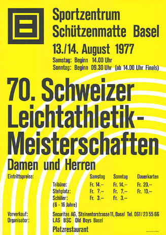 70. Schweizer Leichtathletik-Meisterschaften, Sportzentrum Schützenmatte Basel,