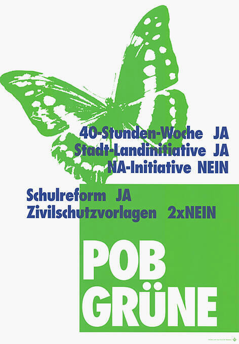 40-Stunden-Woche Ja, Stadt-Landinitiative Ja, NA-Initiative Nein, Schulreform Ja, Zivilschutzvorlagen 2 x Nein, POB Grüne