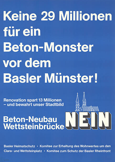 Keine 29 Millionen für ein Beton-Monster vor dem Basler Münster! Beton-Neubau Wettsteinbrücke Nein