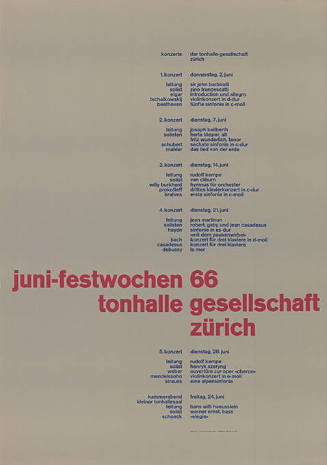 Juni-Festwochen 66, Tonhalle Gesellschaft Zürich