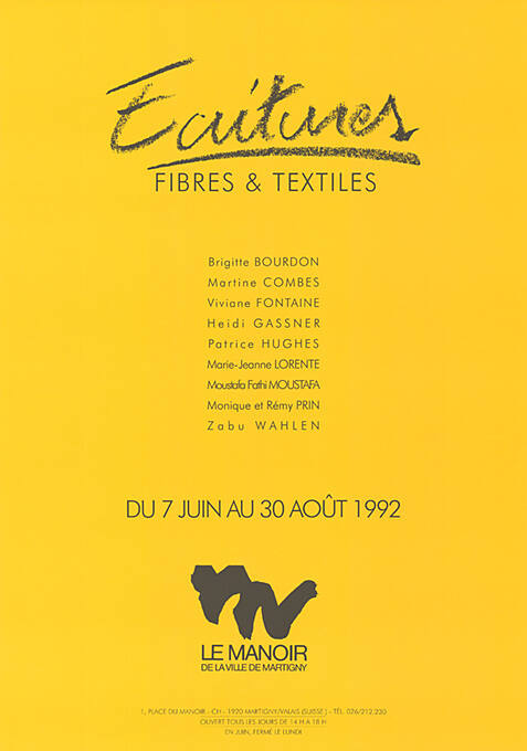 Ecritures, fibres & textiles, Le Manoir de la Ville de Martigny