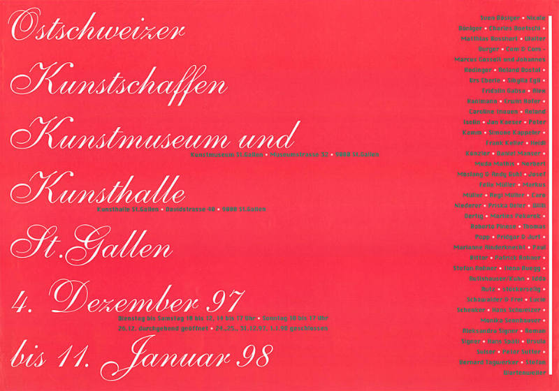 Ostschweizer Kunstschaffen, Kunstmuseum St. Gallen, Kunsthalle St. Gallen