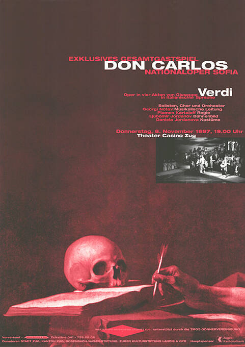 Exklusives Gesamtgastspiel, Don Carlos, Nationaloper Sofia, Oper in vier Akten von Giuseppe Verdi, Theater Casino Zug