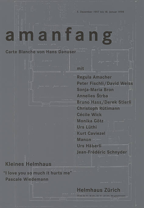 Amanfang, Carte Blanche von Hans Danuser, Helmhaus Zürich