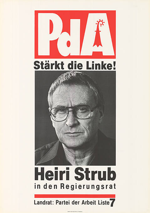 PdA, Stärkt die Linke! Heiri Strub in den Regierungsrat