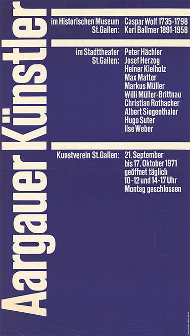 Aargauer Künstler, Historisches Museum St. Gallen, Stadttheater St. Gallen, Kunstverein St. Gallen