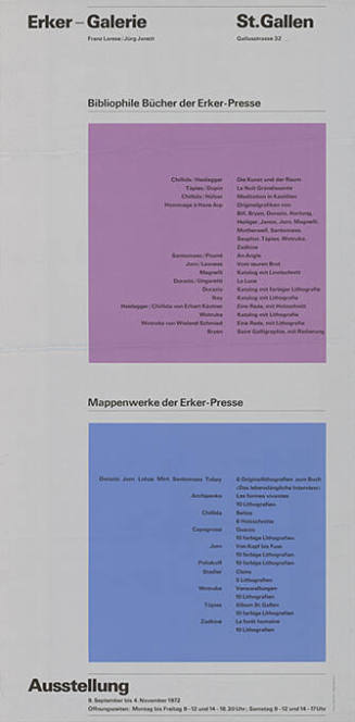 Bibliophile Bücher der Erker-Presse, Mappenwerke der Erker-Presse, Erker-Galerie, St. Gallen