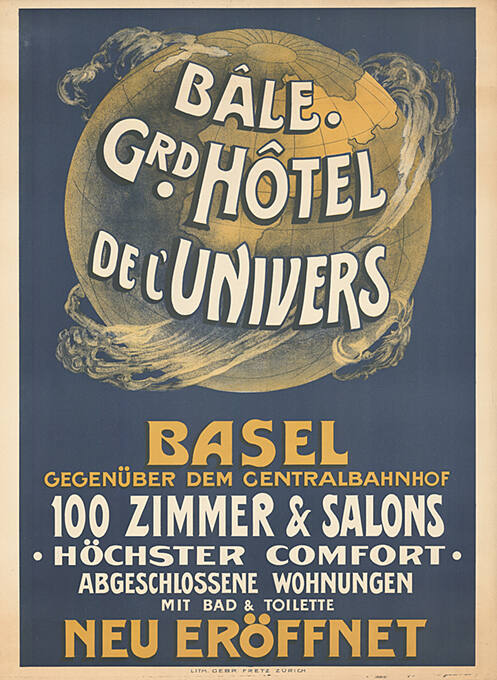 Bâle. Grd. Hôtel de l’Univers, Basel, 100 Zimmer & Salons, Neu eröffnet