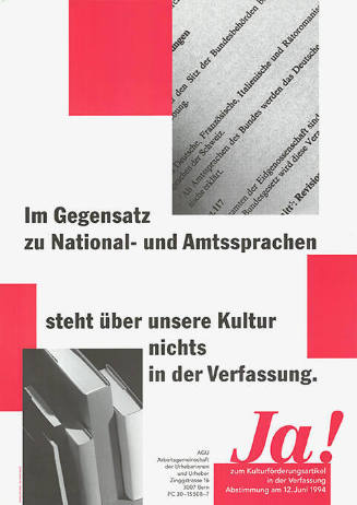 Im Gegensatz zu National- und Amtssprachen, steht über unsere Kultur nichts in der Verfassung, Ja! zum Kulturförderungsartikel in der Verfassung